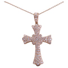 1.75 Carat 18 Karat Rose Gold Diamond Edwardian Inspired Cross