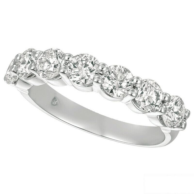 For Sale:  1.75 Carat 7 Stone Natural Diamond Ring Band G SI 14k White Gold 3