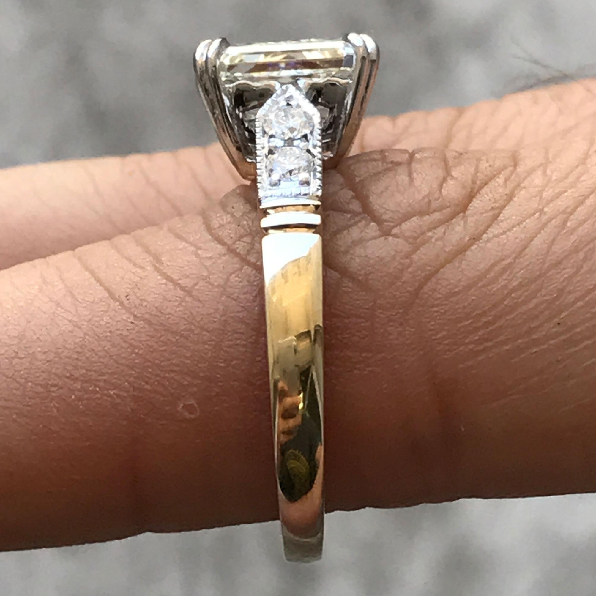Modern 1.75 Carat Approximate Radiant Diamond with Milgrain, Ben Dannie For Sale