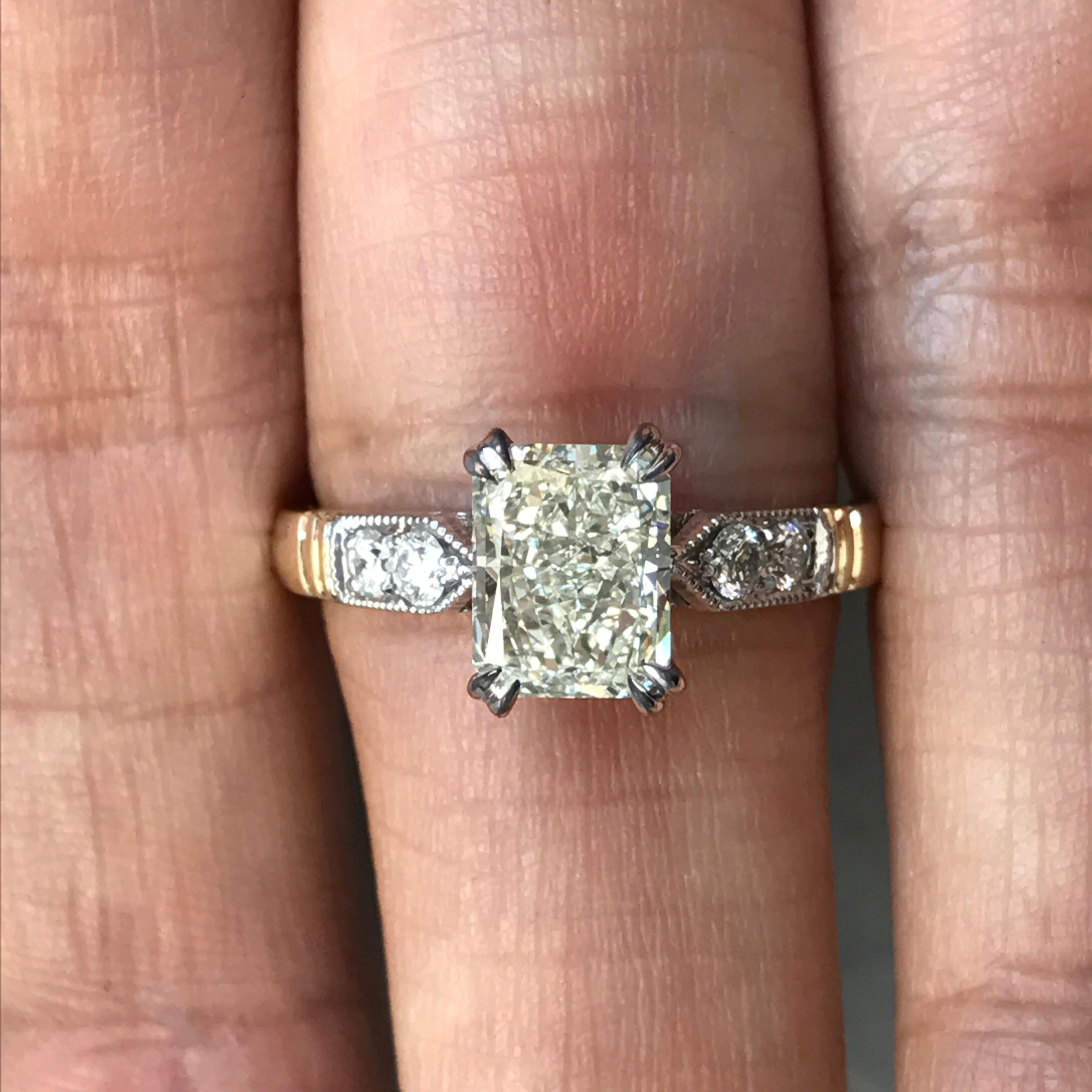1.75 Carat Approximate Radiant Diamond with Milgrain, Ben Dannie In New Condition For Sale In West Hollywood, CA