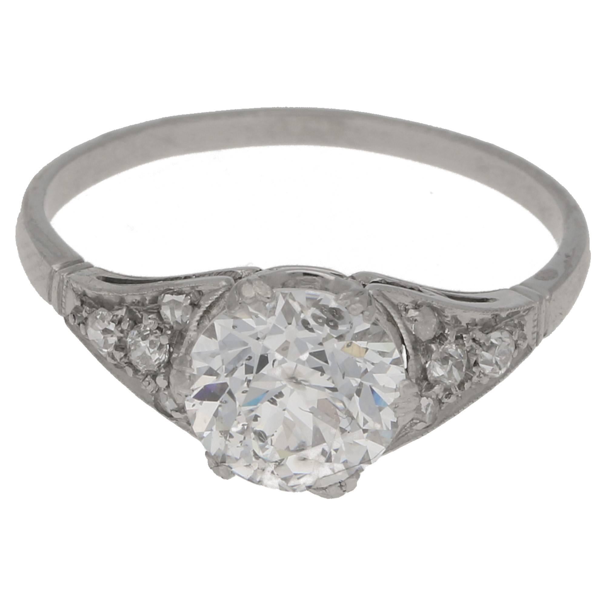 1.75 Carat Art Nouveau Diamond Single Stone Engagement Ring