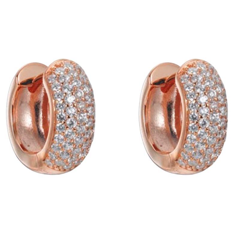 1.75 Carat Cubic Zirconia Micro Set Rose Gold Plated Huggies Mini Hoop Earrings In New Condition For Sale In London, GB