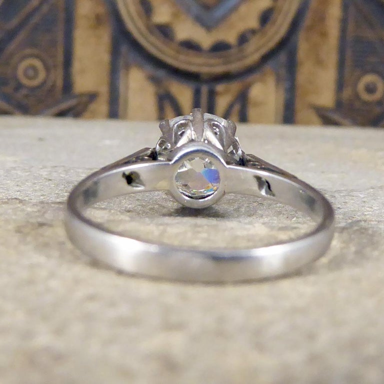 Women's 1.75 Carat Cushion Cut Diamond Art Deco Platinum Engagement Ring