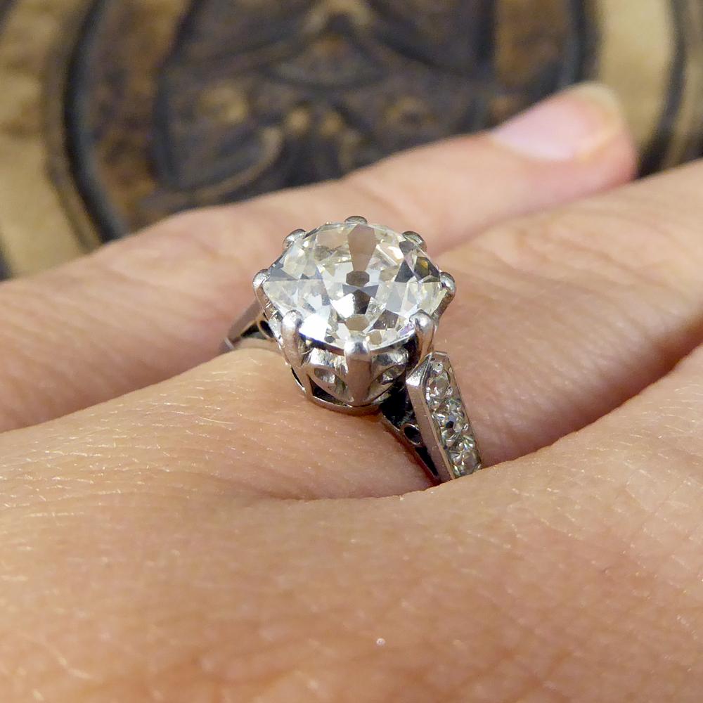 Women's 1.75 Carat Cushion Cut Diamond Art Deco Platinum Engagement Ring