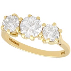1.75 Carat Diamond and 18 Carat Yellow Gold Trilogy Ring, Vintage, 1977