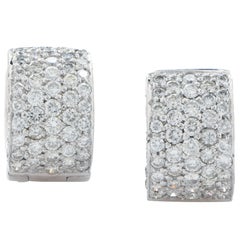 1.75 Carat Diamond Huggie Earrings in 18Karat White Gold