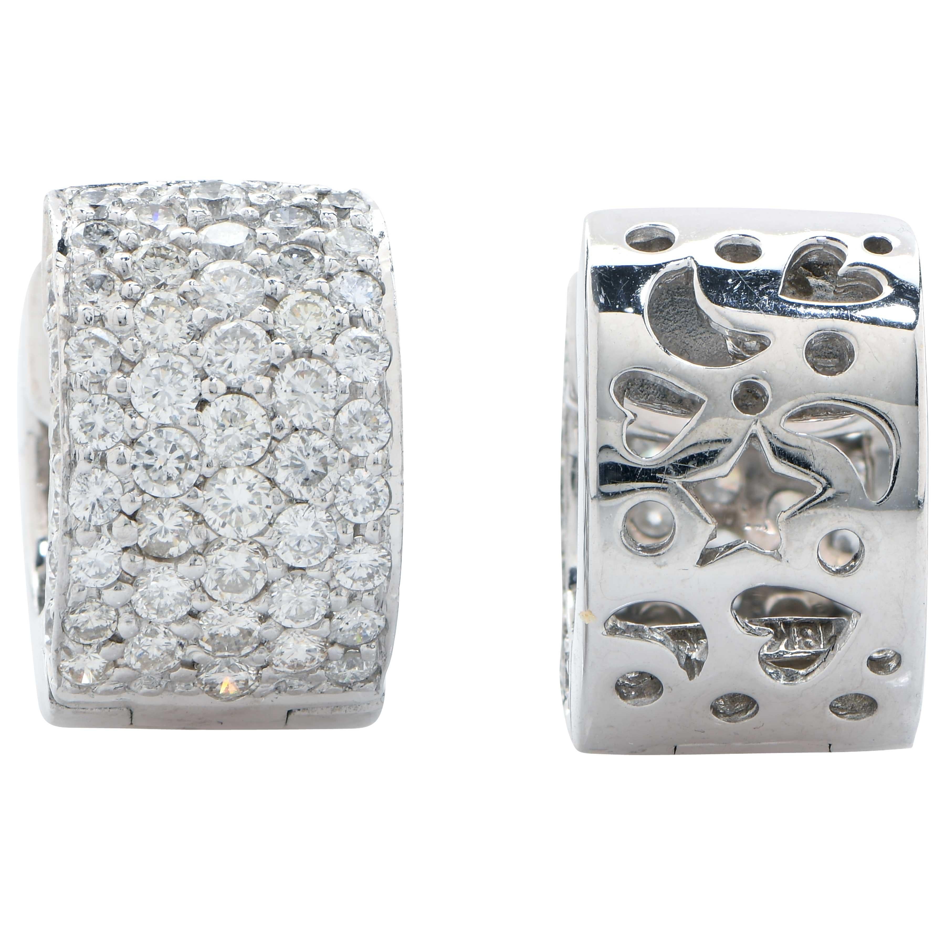 Modern 1.75 Carat Diamond Huggie Earrings in 18Karat White Gold For Sale