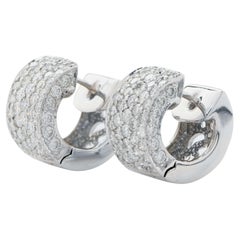1.75 Carat Diamond Huggie Earrings in 18Karat White Gold