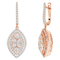 Boucles d'oreilles pendantes en or 14k avec diamant marquise de 1,75 ct.