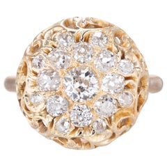 1.75 Carat Diamond Open Work Dome Gold Cocktail Cluster Ring