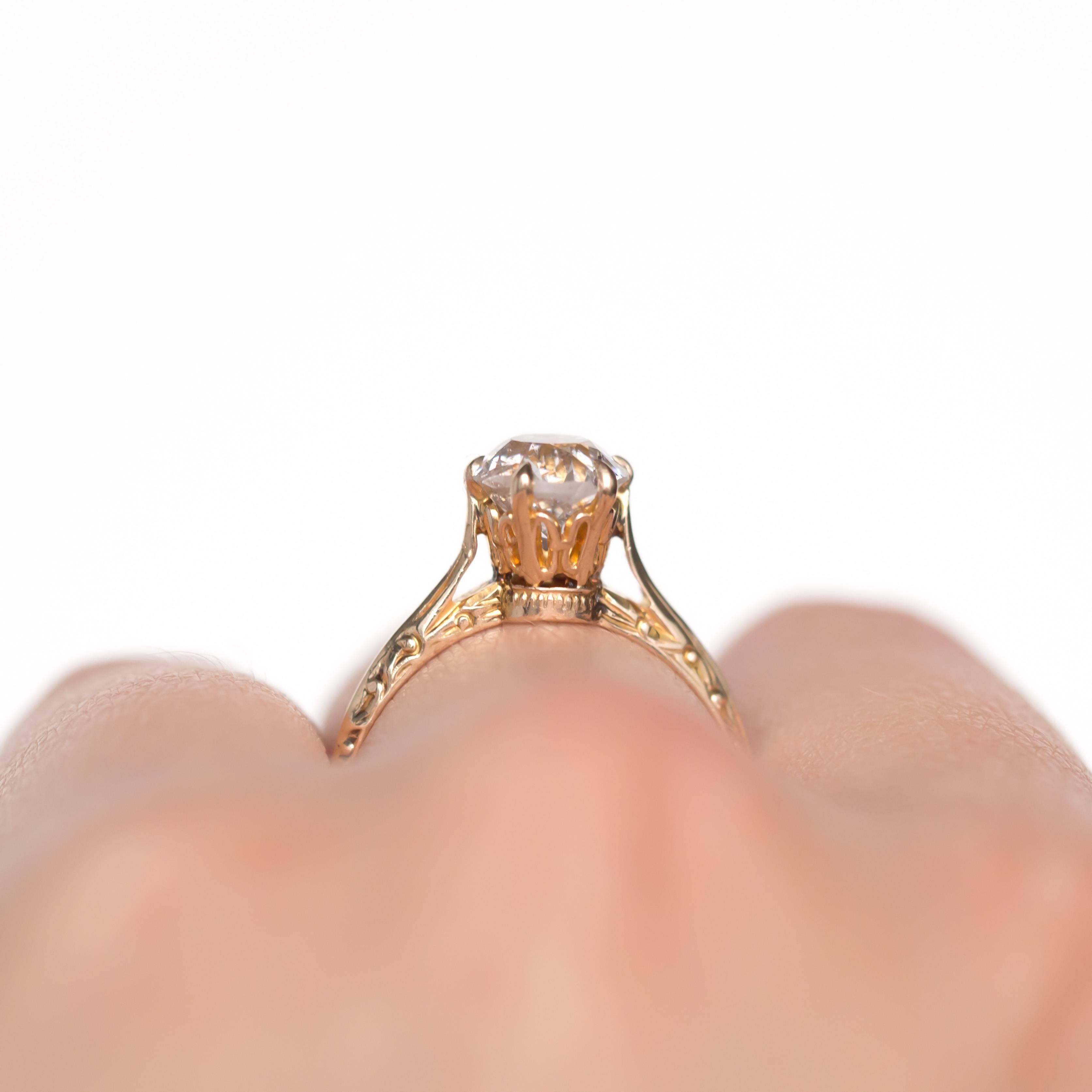 1.75 Carat Diamond Yellow Gold Engagement Ring In Excellent Condition For Sale In Atlanta, GA