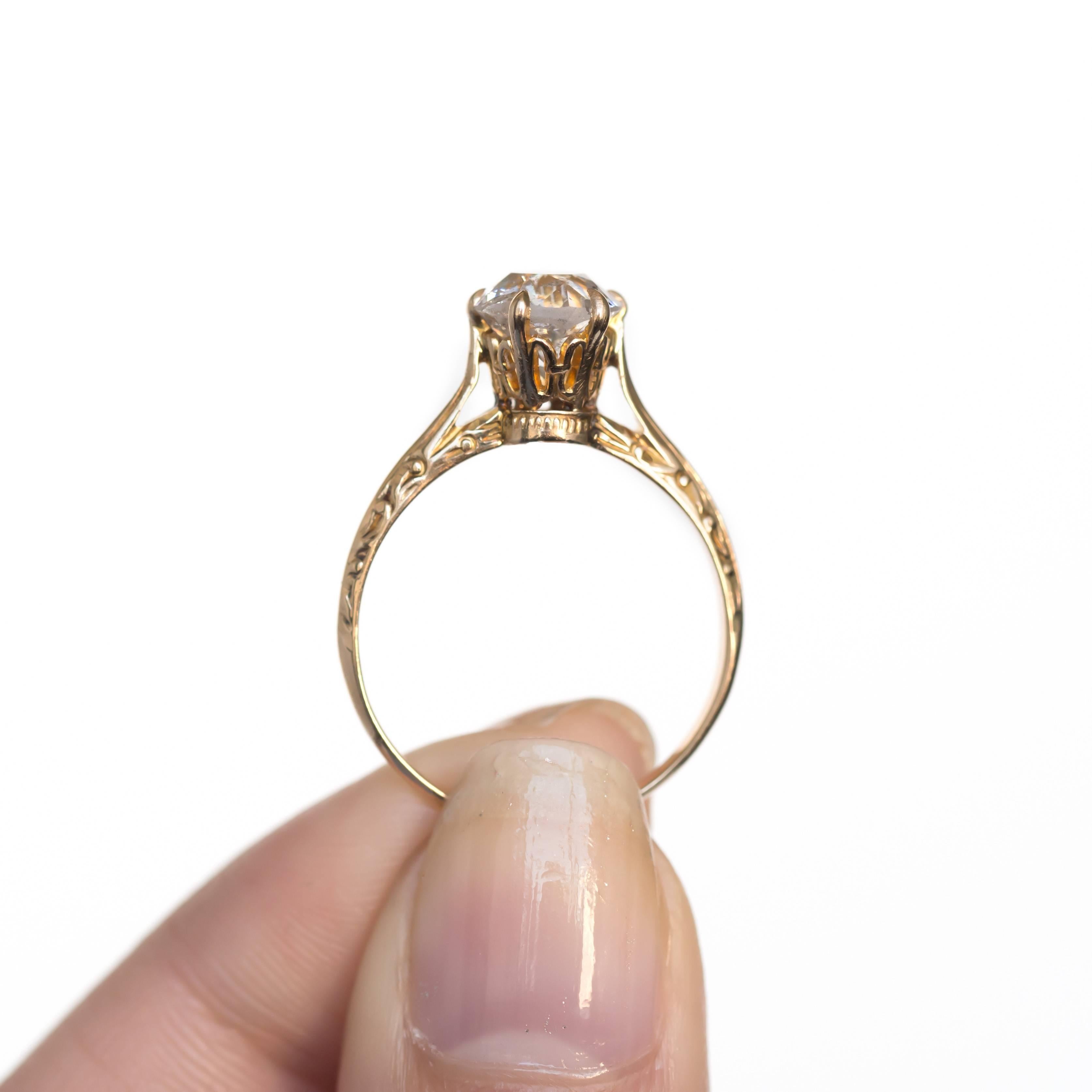 Women's or Men's 1.75 Carat Diamond Yellow Gold Engagement Ring For Sale
