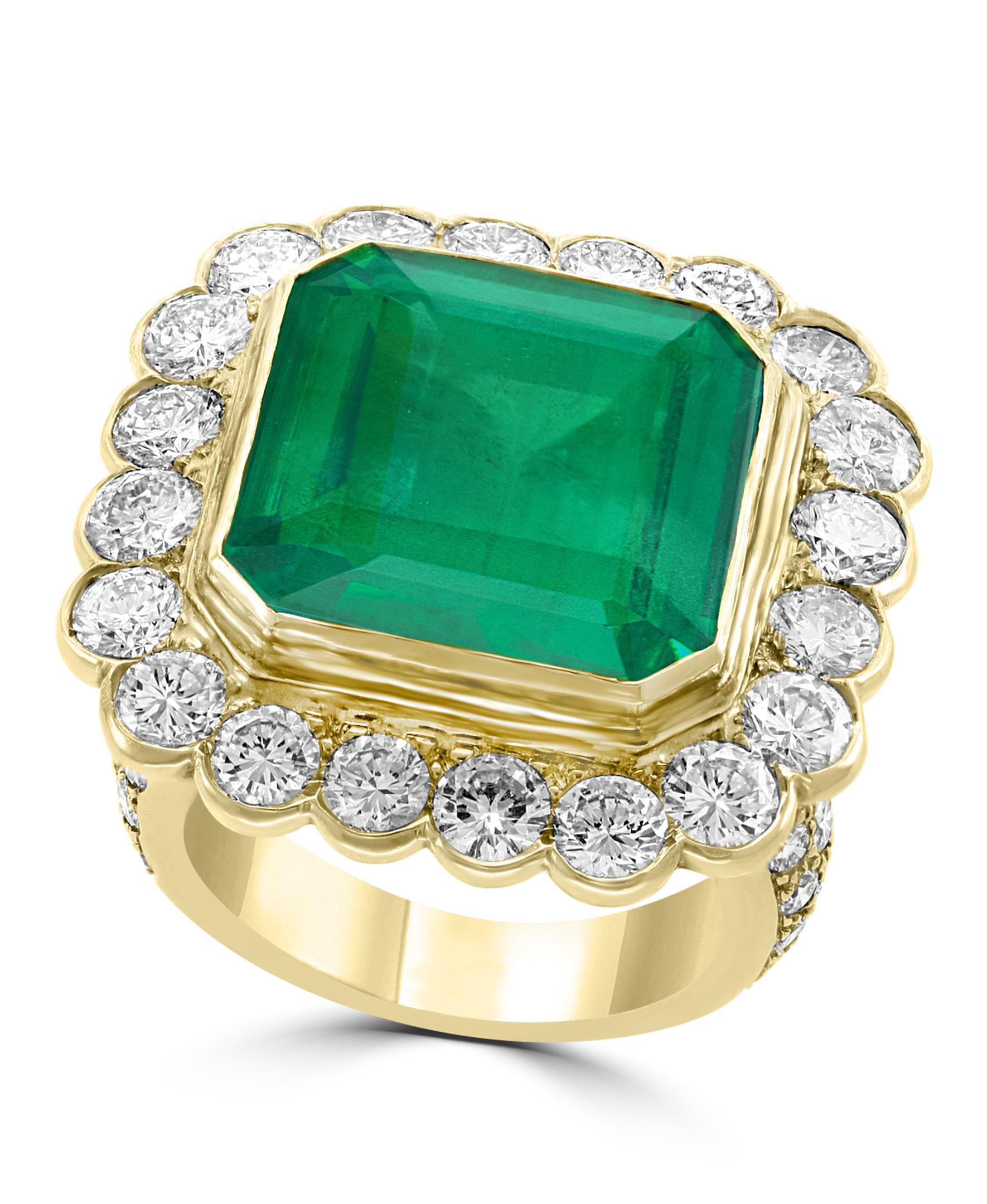 AGL Certified Minor Traditional 17.5 Ct Emerald Cut Colombian Emerald + Dia Ring 3