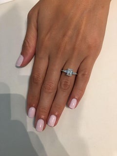 1.75 Carat Emerald Cut Diamond Engagement Ring on 18 Karat White Gold