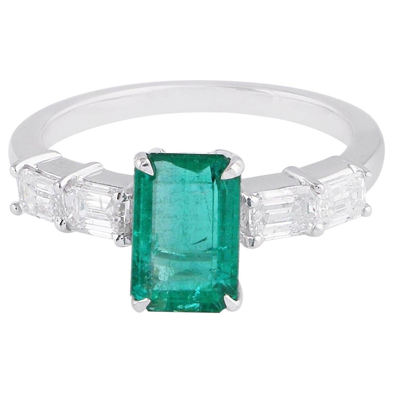 For Sale:  1.75 Carat Emerald Diamond 18 Karat White Gold Ring