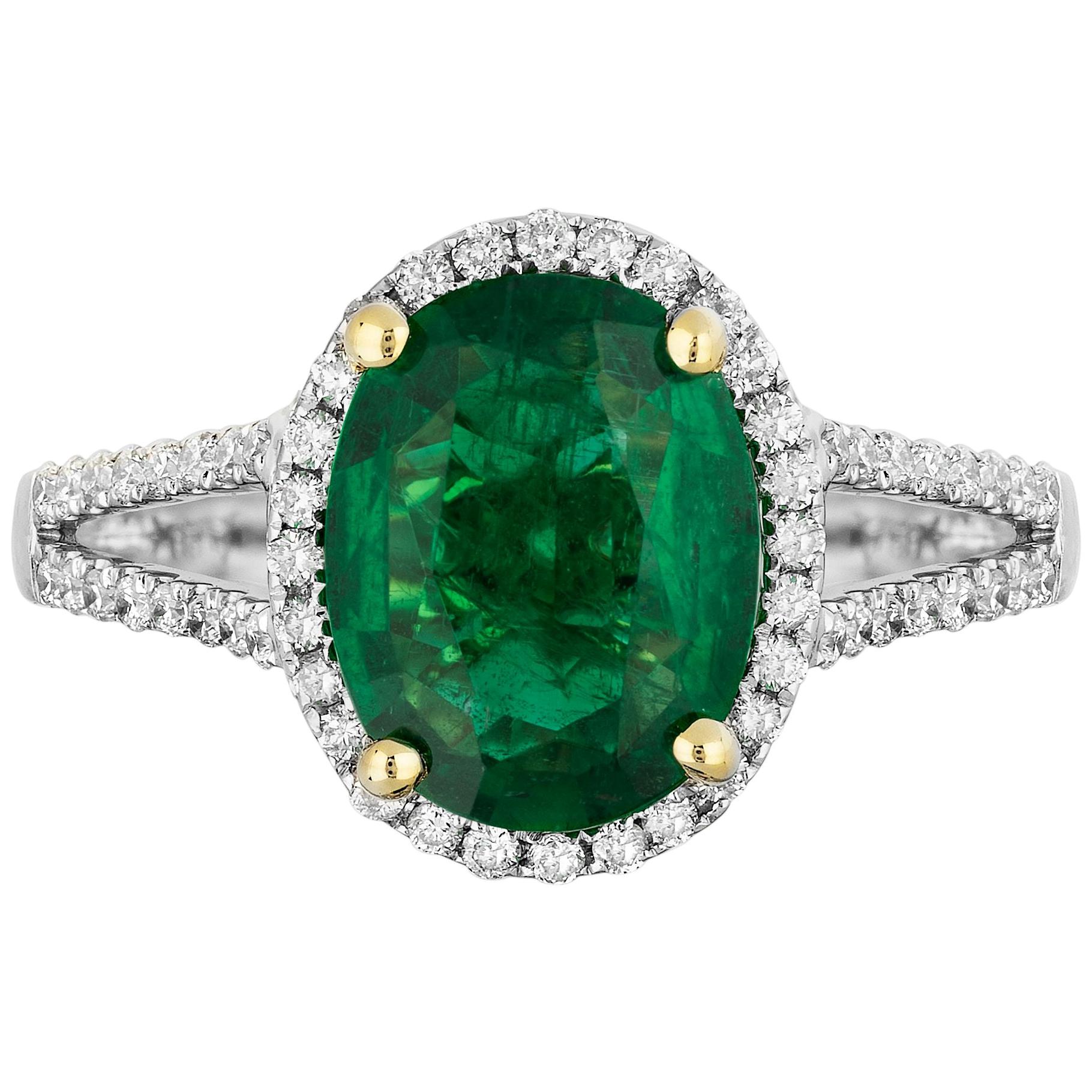 1.75 Carat Emerald Diamond Cocktail Ring