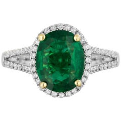 1.75 Carat Emerald Diamond Cocktail Ring