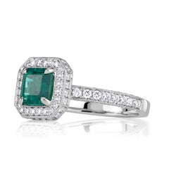 1.75 Carat Emerald Diamond Ring 14K White Gold Elegant Sparkle