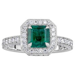 1.75 Carat Emerald Diamond Ring 14K White Gold Elegant Sparkle