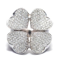 1.75 Carat Fancy 18 Karat White Gold Contemporary Modern Diamond Love Heart Ring