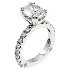 GIA Certified 1.75 Carat Natural Cushion Cut Diamond Hidden Halo Ring  Pt950/Ru