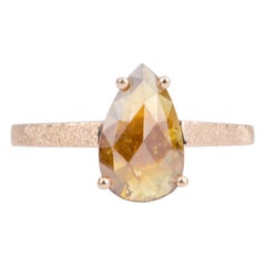 1.75 Carat Golden Brown Diamond Ring 14 Karat Rose Gold Pear Shape AD2191-1