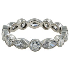 1.75 Carat Handmade Platinum Round and Marquise Diamonds Eternity Band