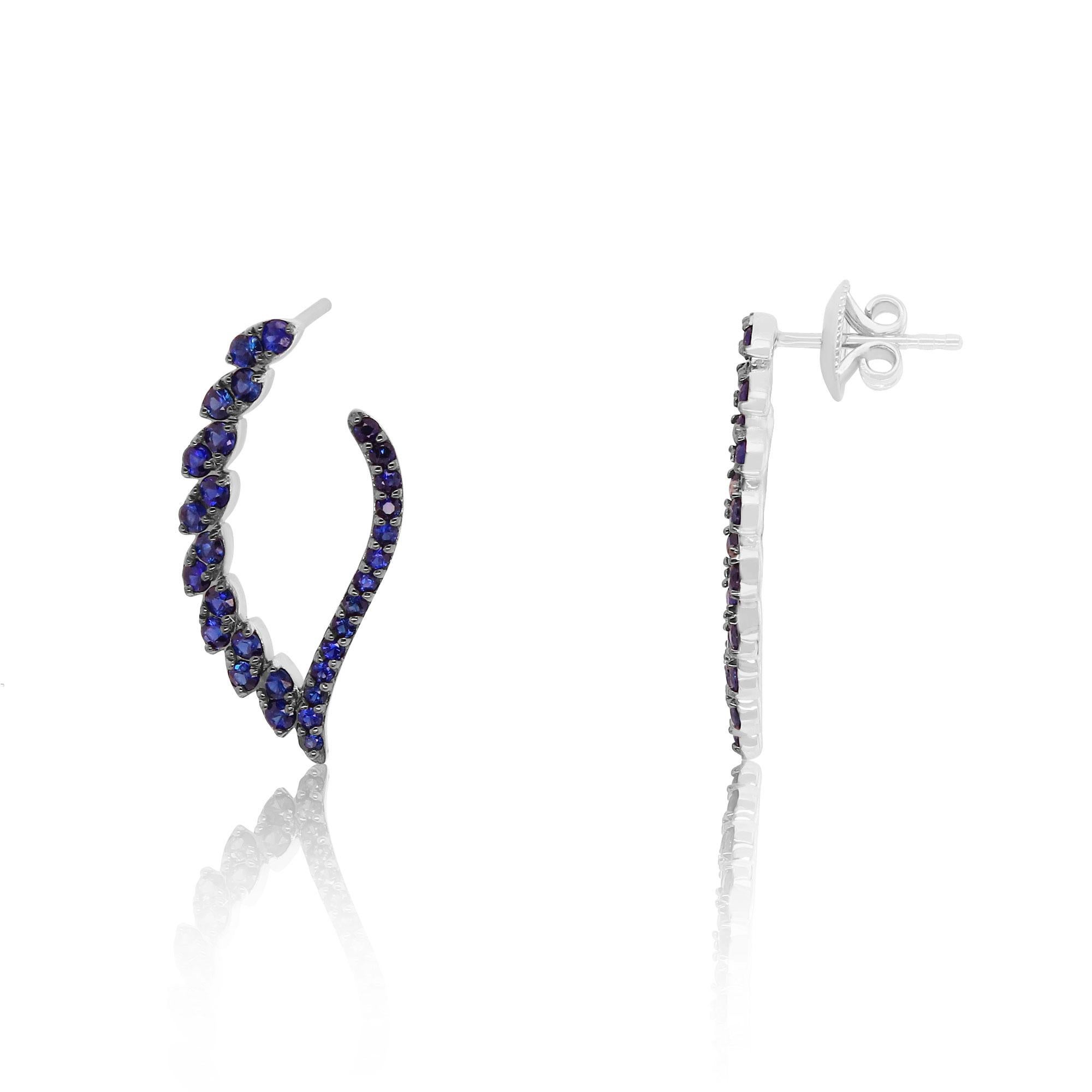 Material: 14k White Gold 
Stone Details: 60 Round Blue Sapphires at 1.75 Carats Total

Fine one-of-a kind craftsmanship meets incredible quality in this breathtaking piece of jewelry.

All Alberto pieces are made in the U.S.A and come with a
