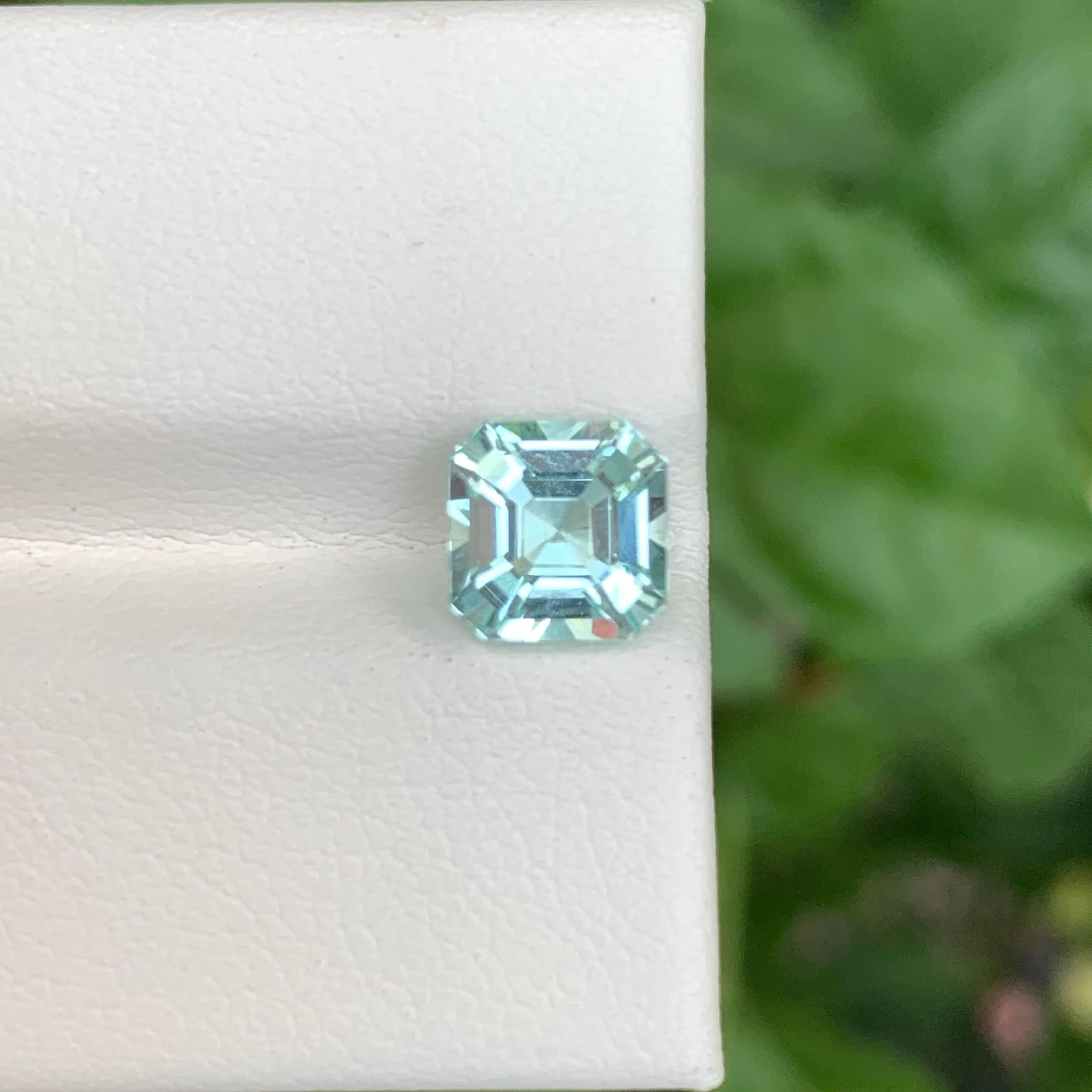 da uomo o donna 1,75 carati di tormalina di mare sfusa con taglio Asscher, gemma naturale afgana in vendita