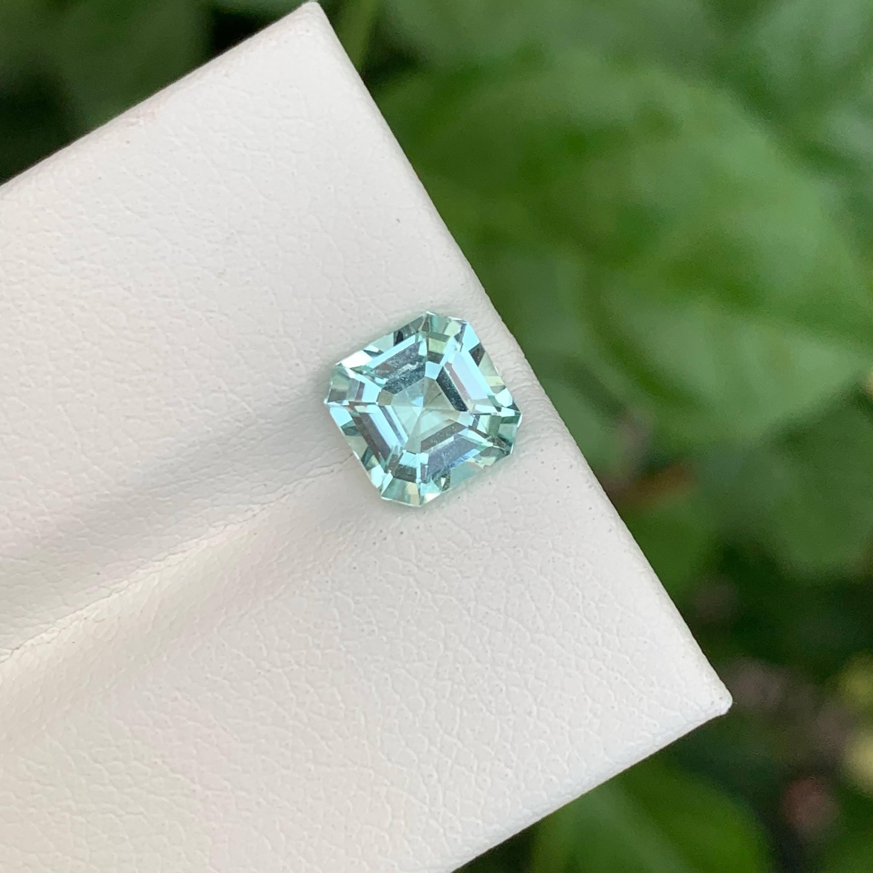 1,75 carati di tormalina di mare sfusa con taglio Asscher, gemma naturale afgana in vendita 2