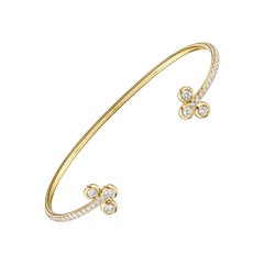 1.75 Carat Micro-Pave Diamond Open Bangle Bracelet 18 Karat Yellow Gold