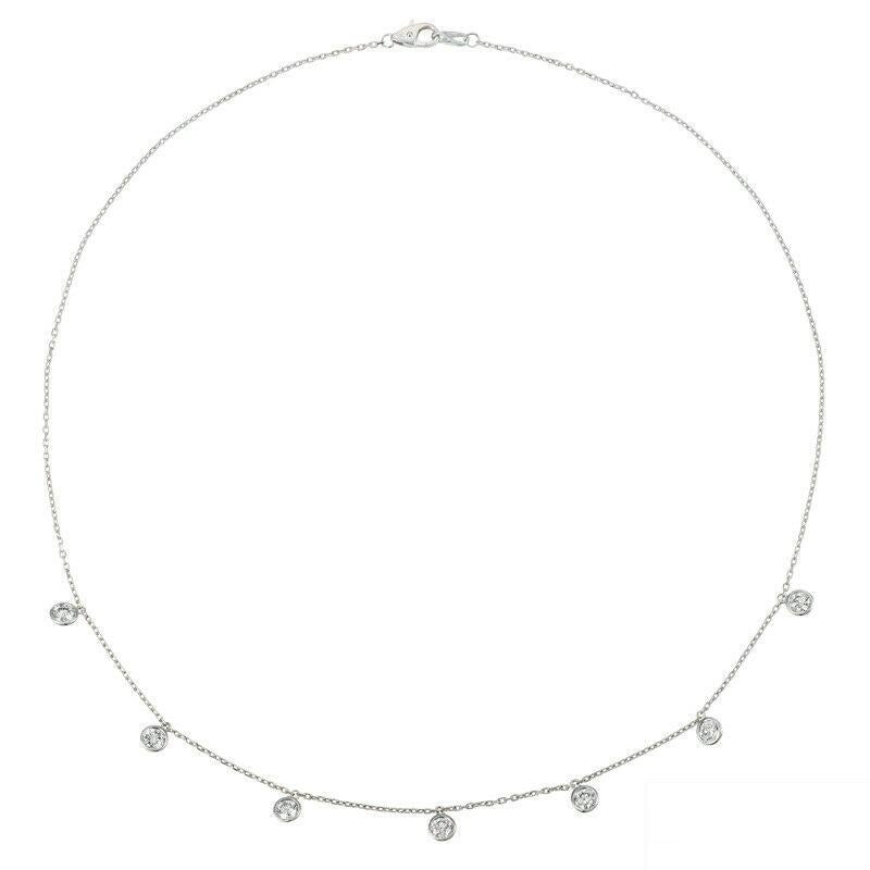 Contemporary 1.75 Carat Natural Diamond 7 Section Necklace G SI 14K White Gold For Sale