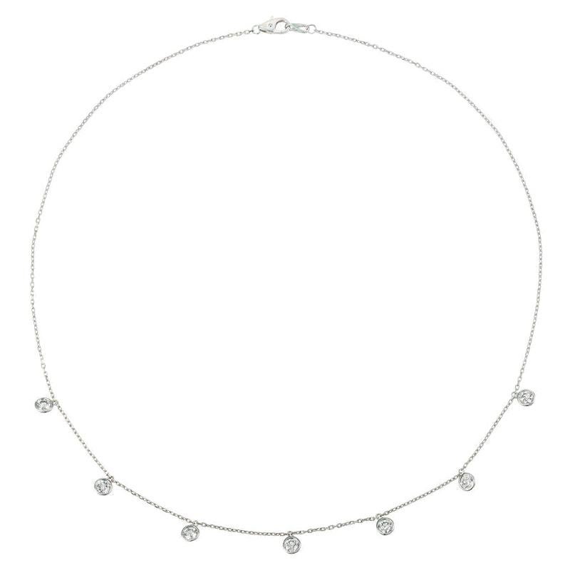 1.75 Carat Natural Diamond 7 Section Necklace G SI 14K White Gold