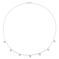 1.75 Carat Natural Diamond 7 Section Necklace G SI 14K White Gold