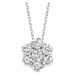 Collier grappe de diamants naturels de 1,75 carat en or blanc 14 carats avec chaîne G SI