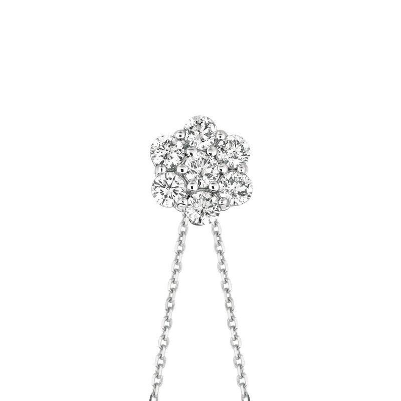 Contemporary 1.75 Carat Natural Diamond Cluster Necklace 14 Karat White Gold G SI Chain For Sale