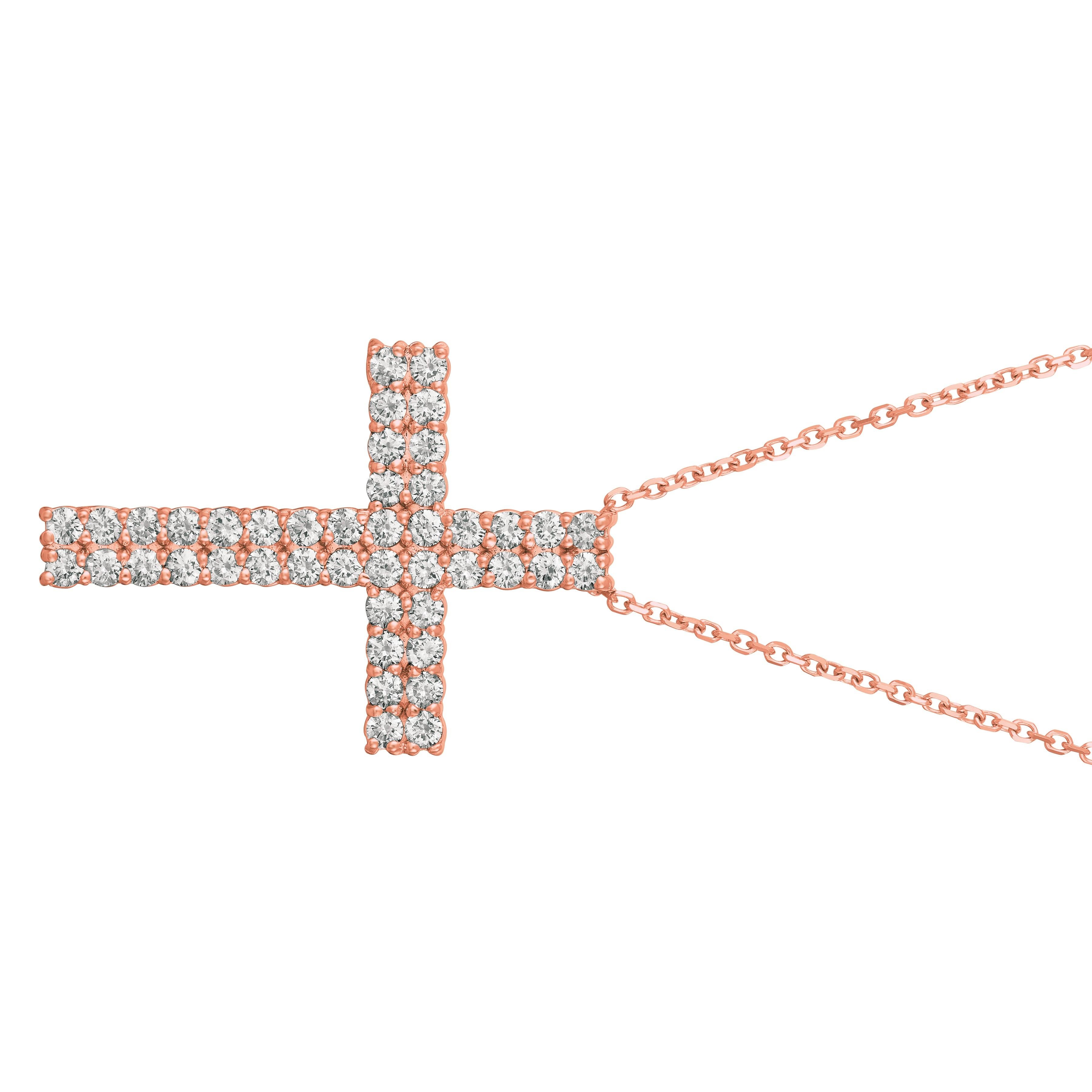 1.75 Carat Natural Diamond Cross Pendant Necklace 14K Rose Gold G SI 18'' chain

100% Natural Diamonds, Not Enhanced in any way Round Cut Diamond Necklace
1.75CT
G-H
SI
14K Rose Gold Pave style 5.8 gram
1 5/16 inch in height, 15/16 inch in width
44