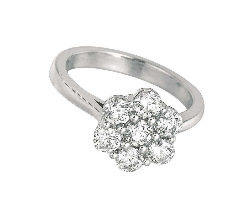 For Sale:  1.75 Carat Natural Diamond Flower Ring G SI 14 Karat White Gold 2