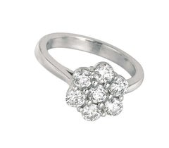 1.75 Carat Natural Diamond Flower Ring G SI 14 Karat White Gold