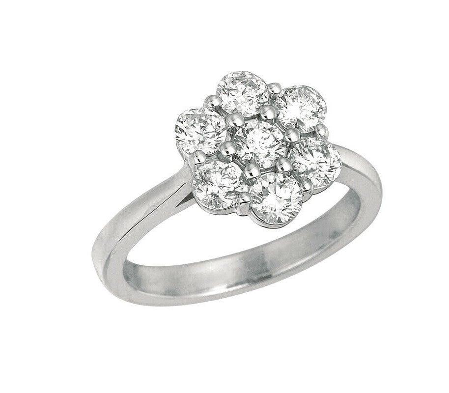 For Sale:  1.75 Carat Natural Diamond Flower Ring G SI 14 Karat White Gold 3
