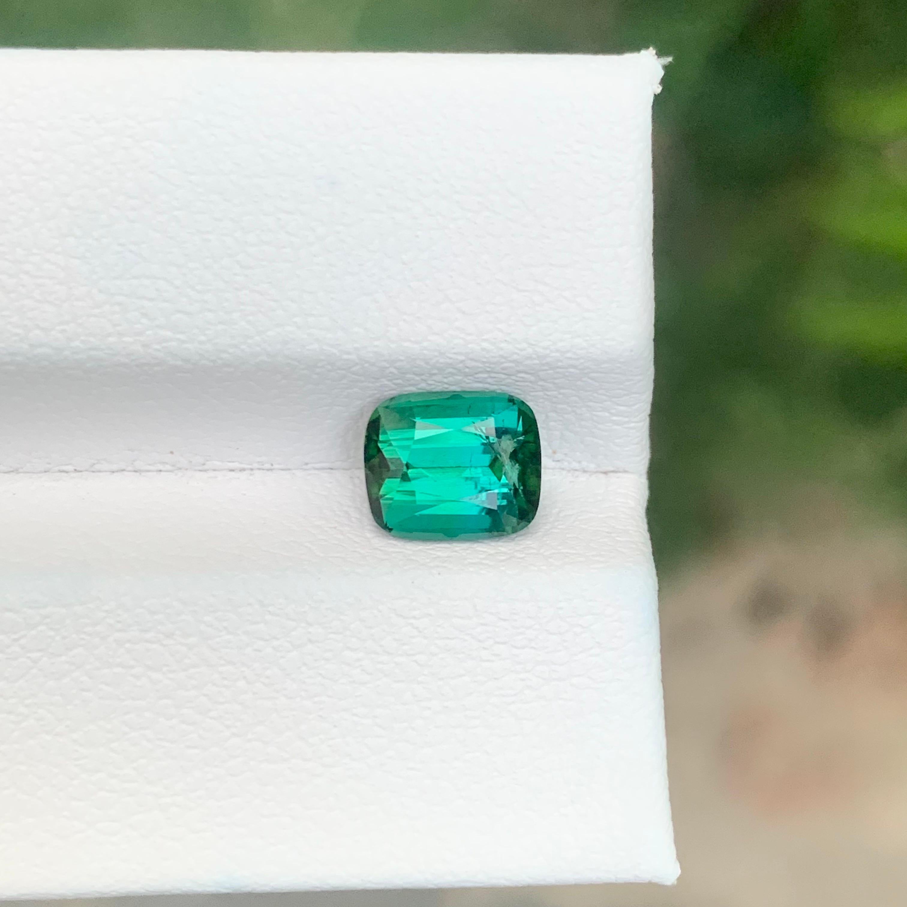 1.75 Karat Natürlicher Lose Blauer Grüner Turmalin Cushion Shape Edelstein im Angebot 5