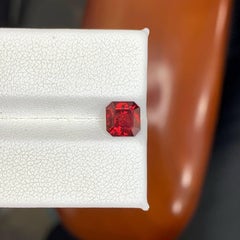 1.75 Carat Natural Loose Bright Red Garnet Stone Asscher Cut African Gemstone