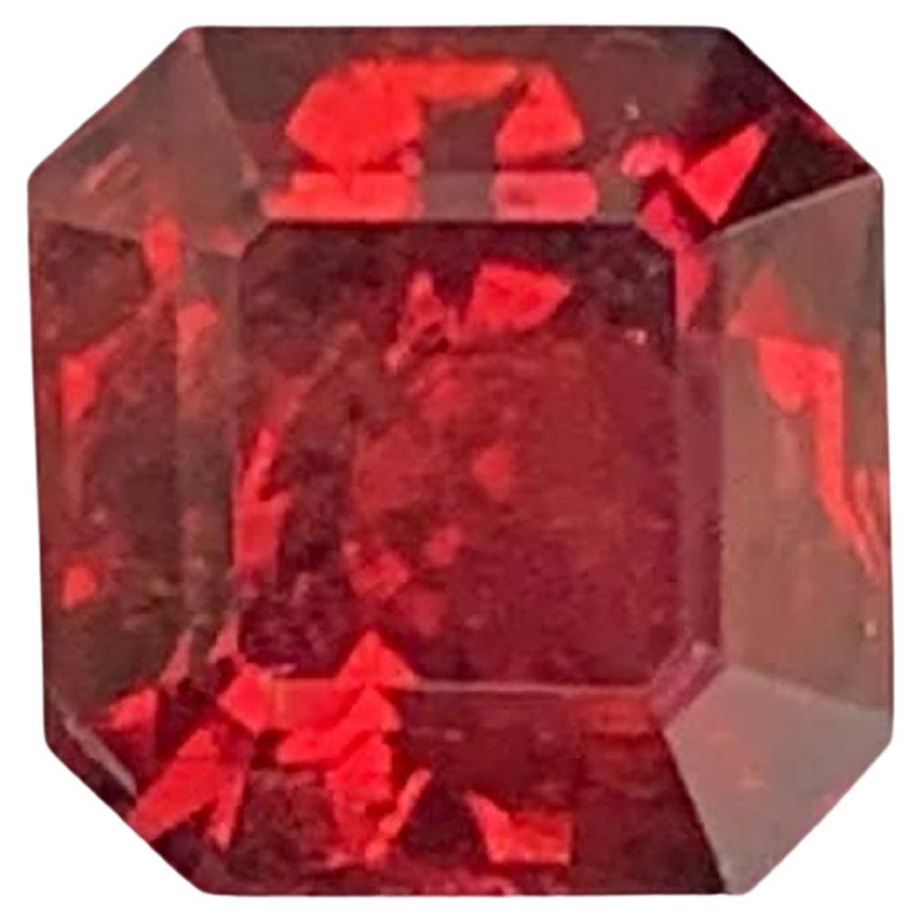 1.75 Carat Natural Loose Bright Red Garnet Stone Asscher Cut African Gemstone For Sale