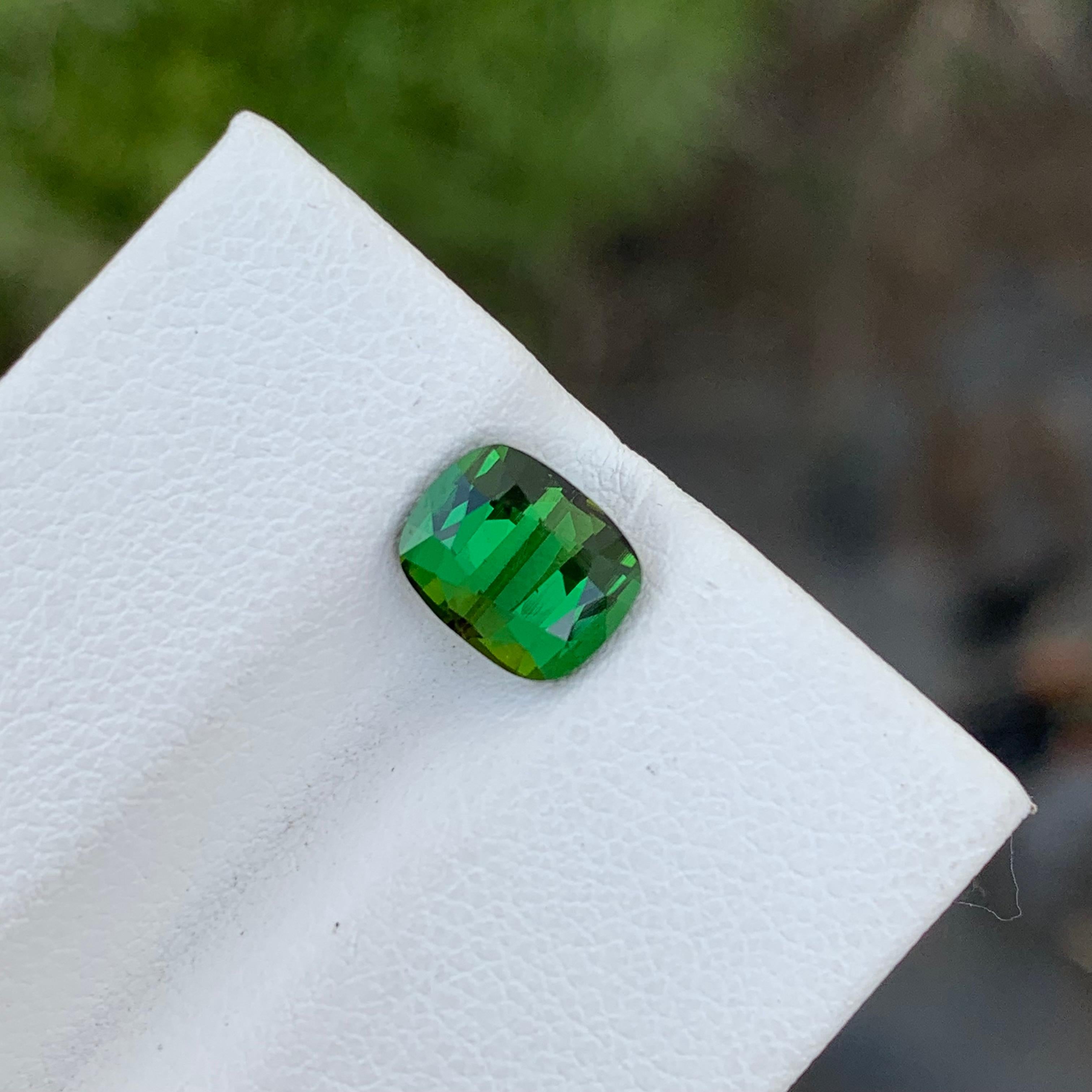 Women's or Men's 1.75 Carat Natural Loose Green Tourmaline Cushion Gem For Jewellery Making  For Sale