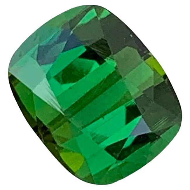 1.75 Carat Natural Loose Green Tourmaline Cushion Gem For Jewellery Making  For Sale