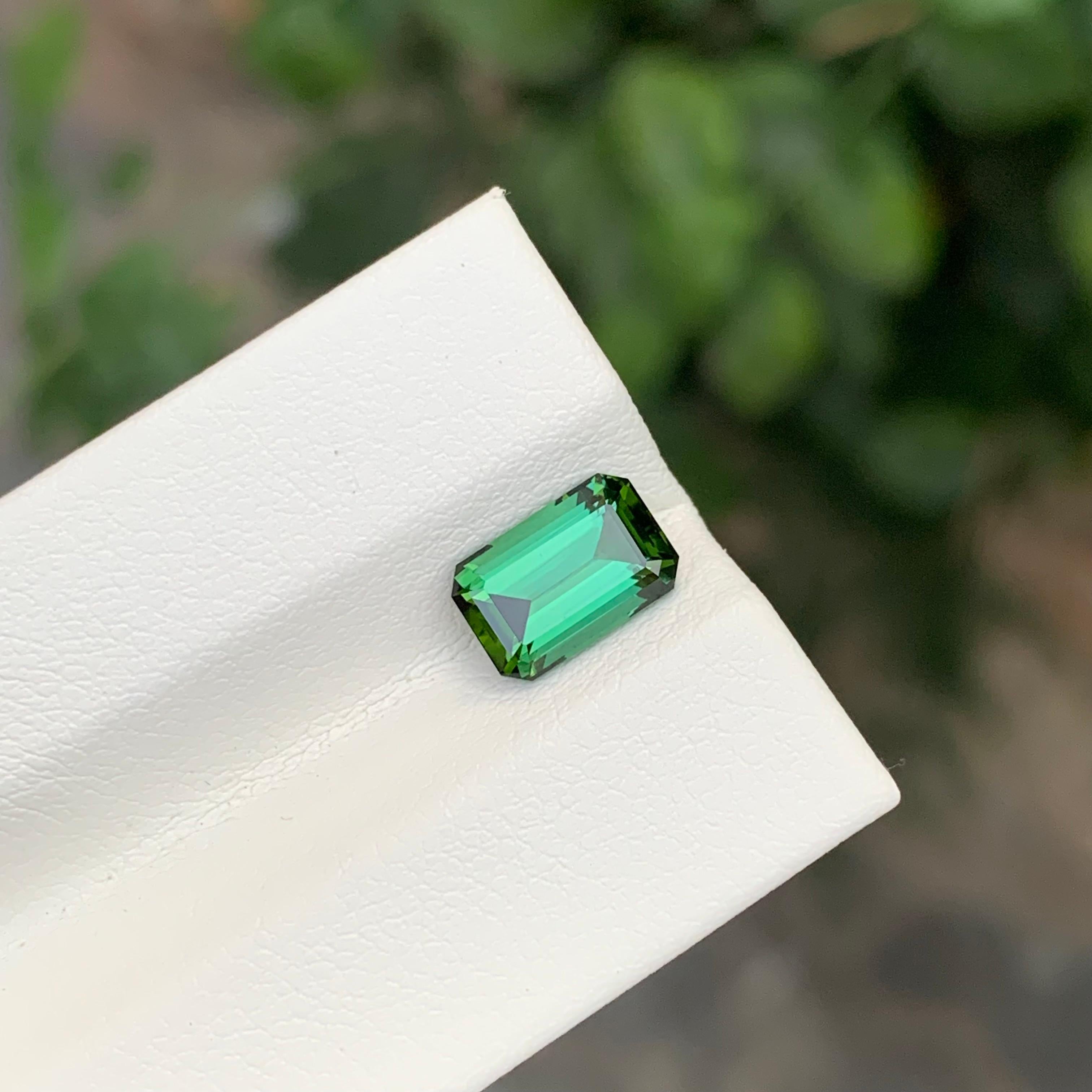 1.75 Carat Natural Loose Green Tourmaline Emerald Shape Gemstone For Sale 4