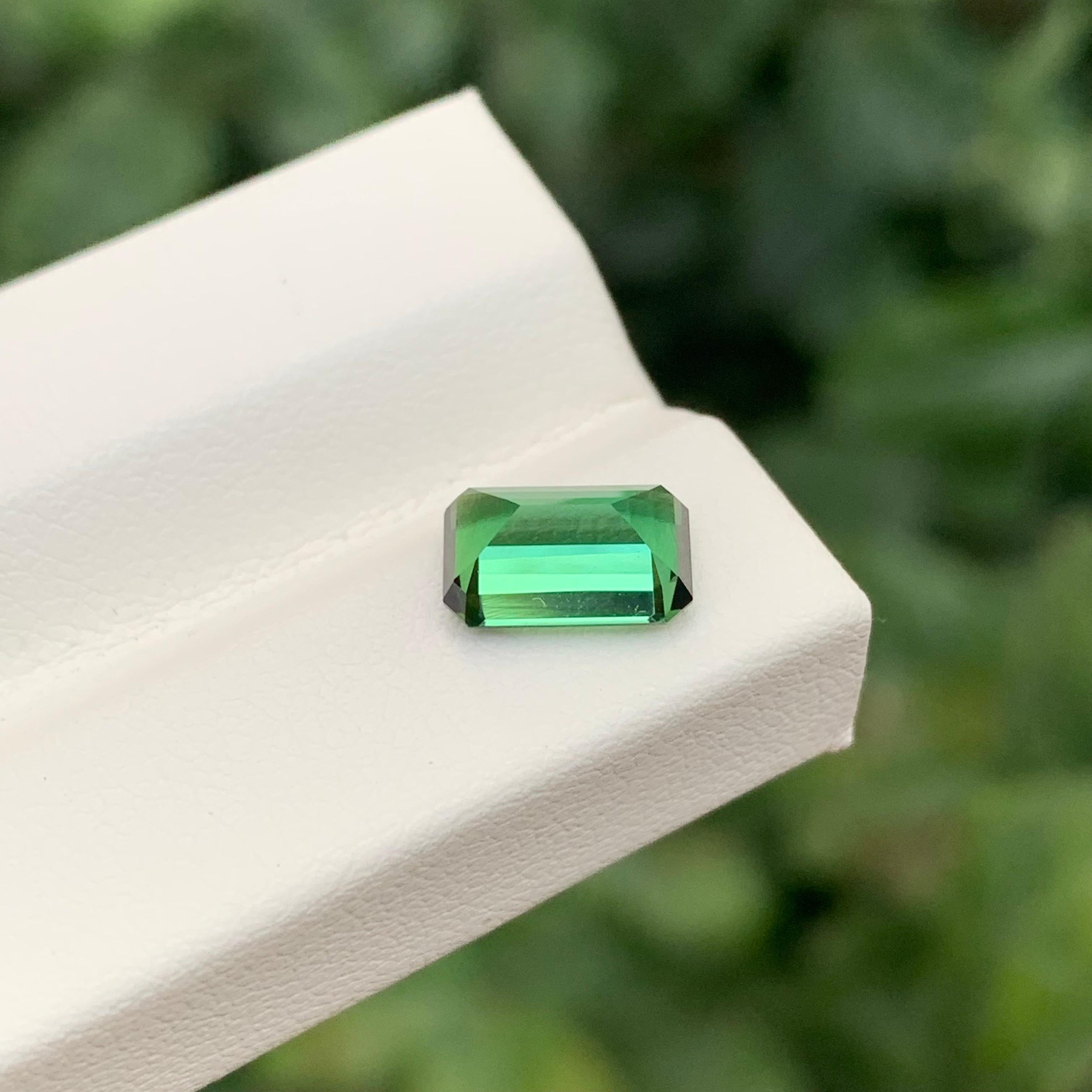 Emerald Cut 1.75 Carat Natural Loose Green Tourmaline Emerald Shape Gemstone For Sale