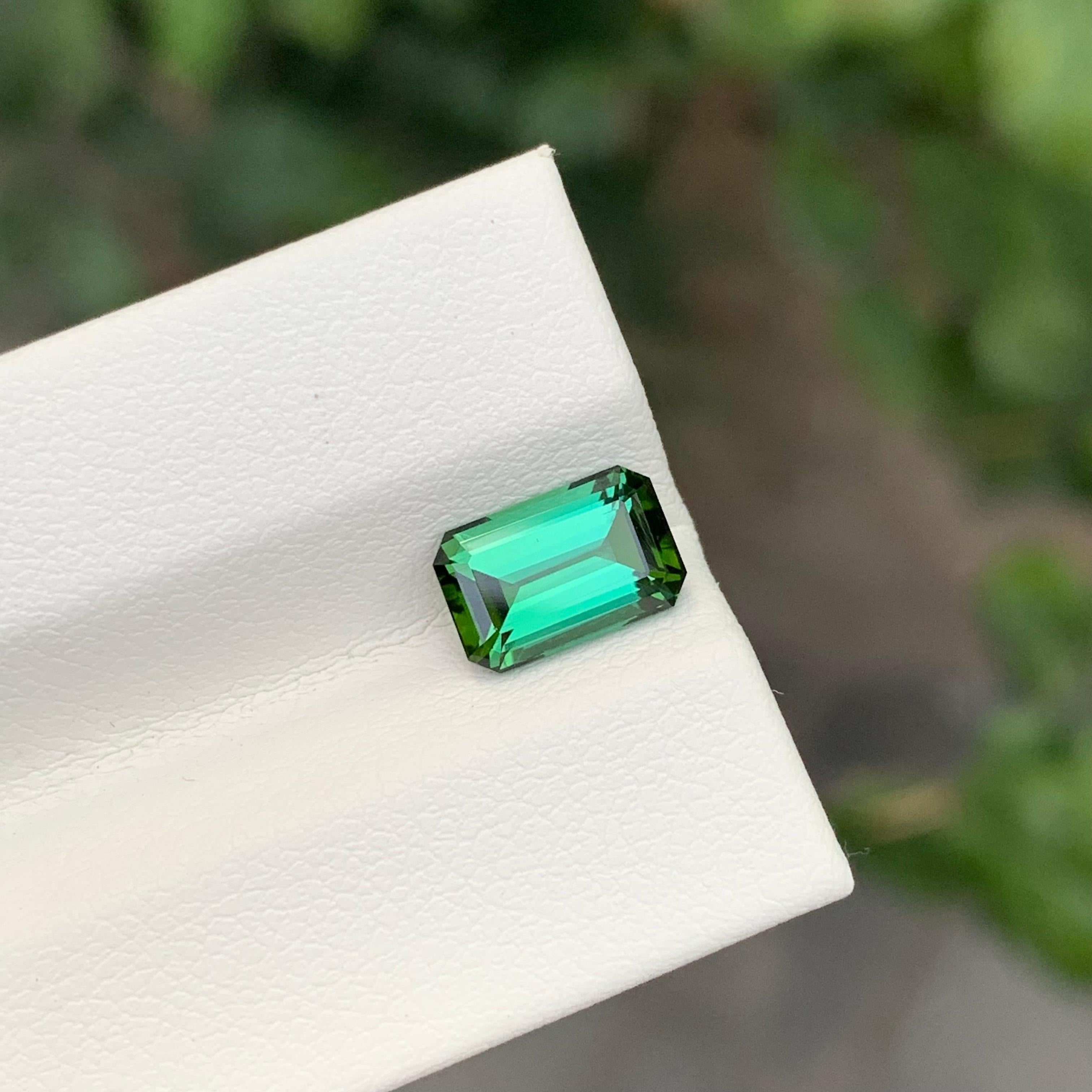 1.75 Carat Natural Loose Green Tourmaline Emerald Shape Gemstone For Sale 2