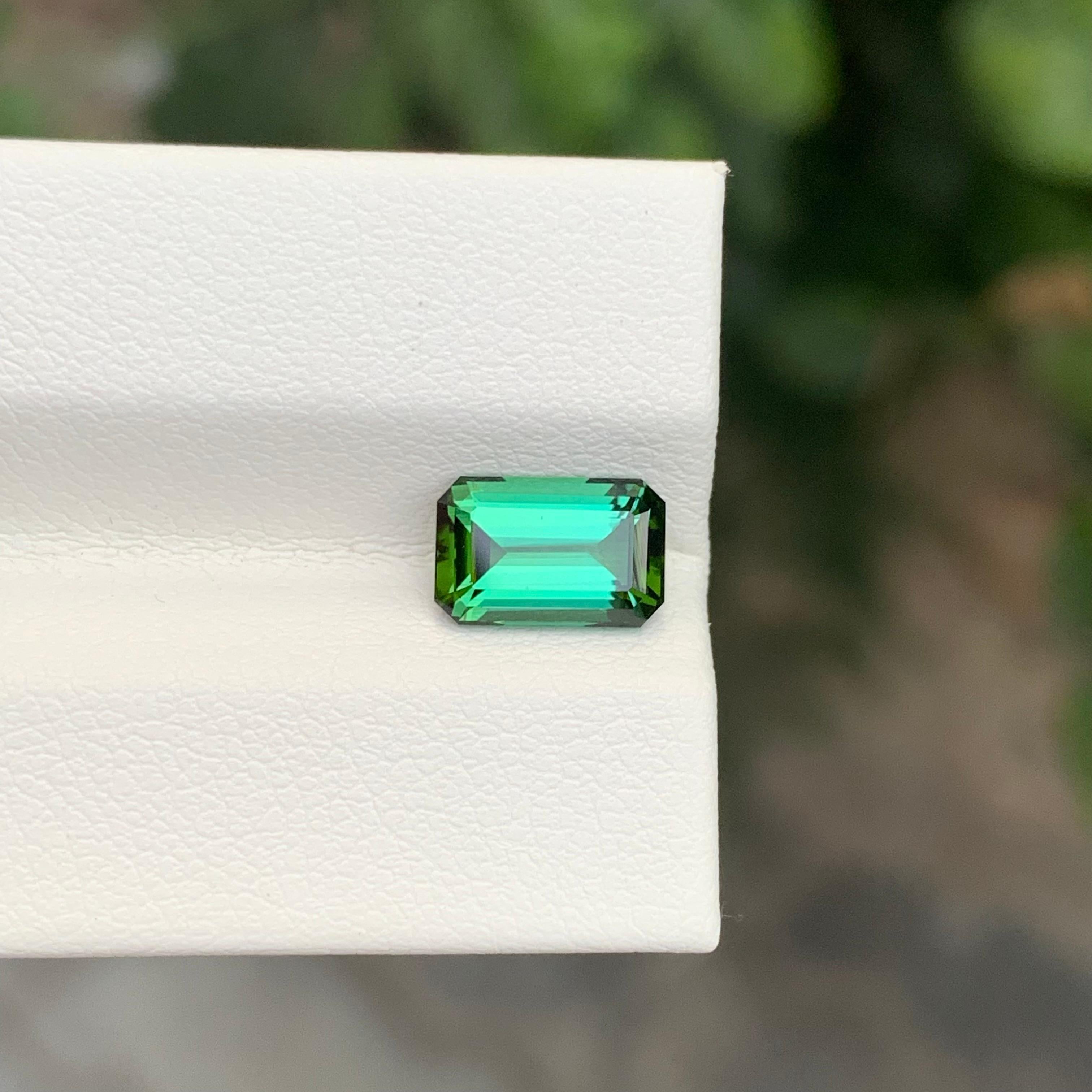 1.75 Carat Natural Loose Green Tourmaline Emerald Shape Gemstone For Sale 3