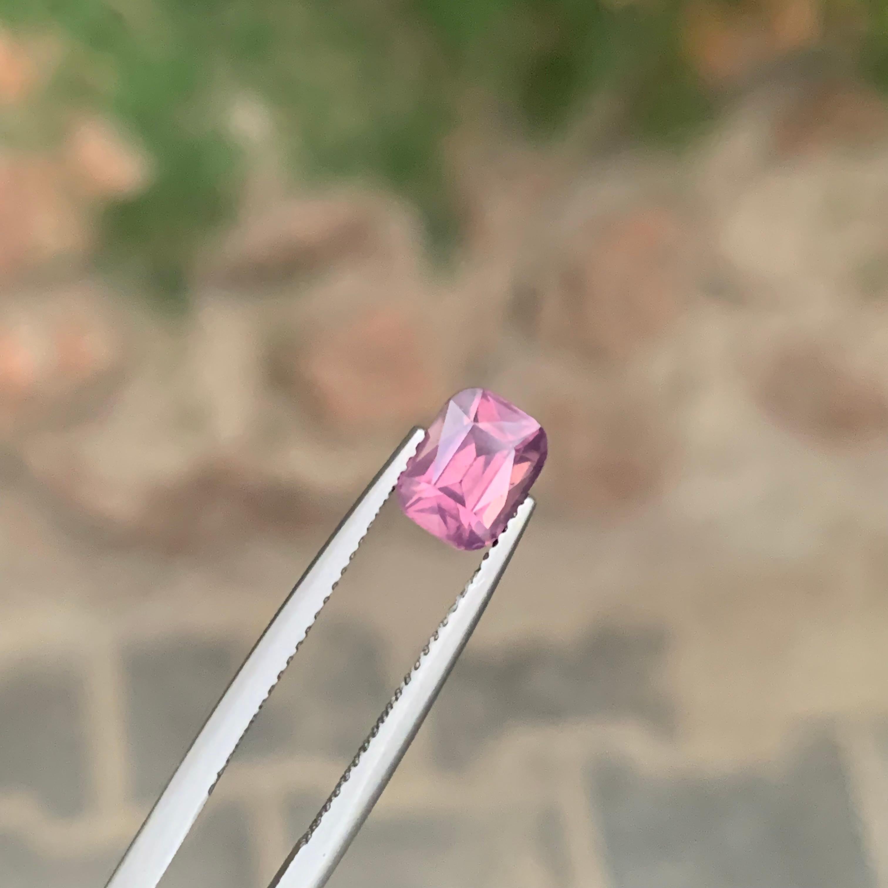 Arts and Crafts 1.75 Carat Natural Loose Purplish Pink Spinel Cushion Shape From Tanzania For Sale